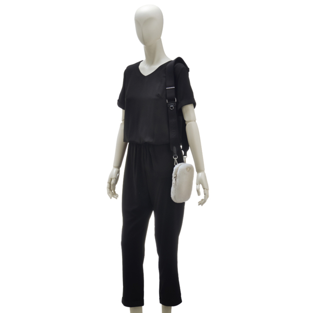 Prada Shearling Triangle Mini Crossbody White - image 8